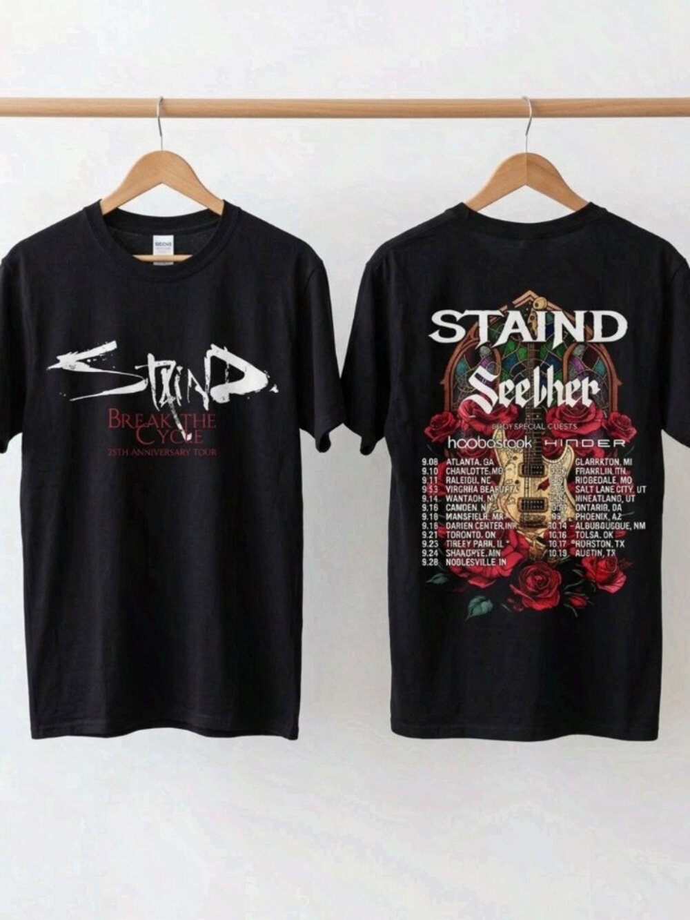 Staind Break The Cycle 25th Anniversary Tour 2026 Black T-Shirt Reprint